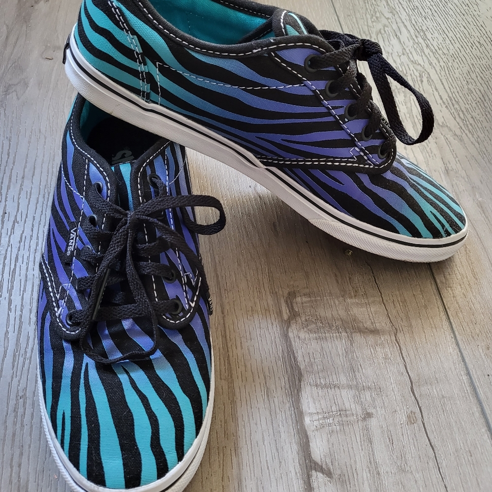 Blue Zebra Print Sneakers
